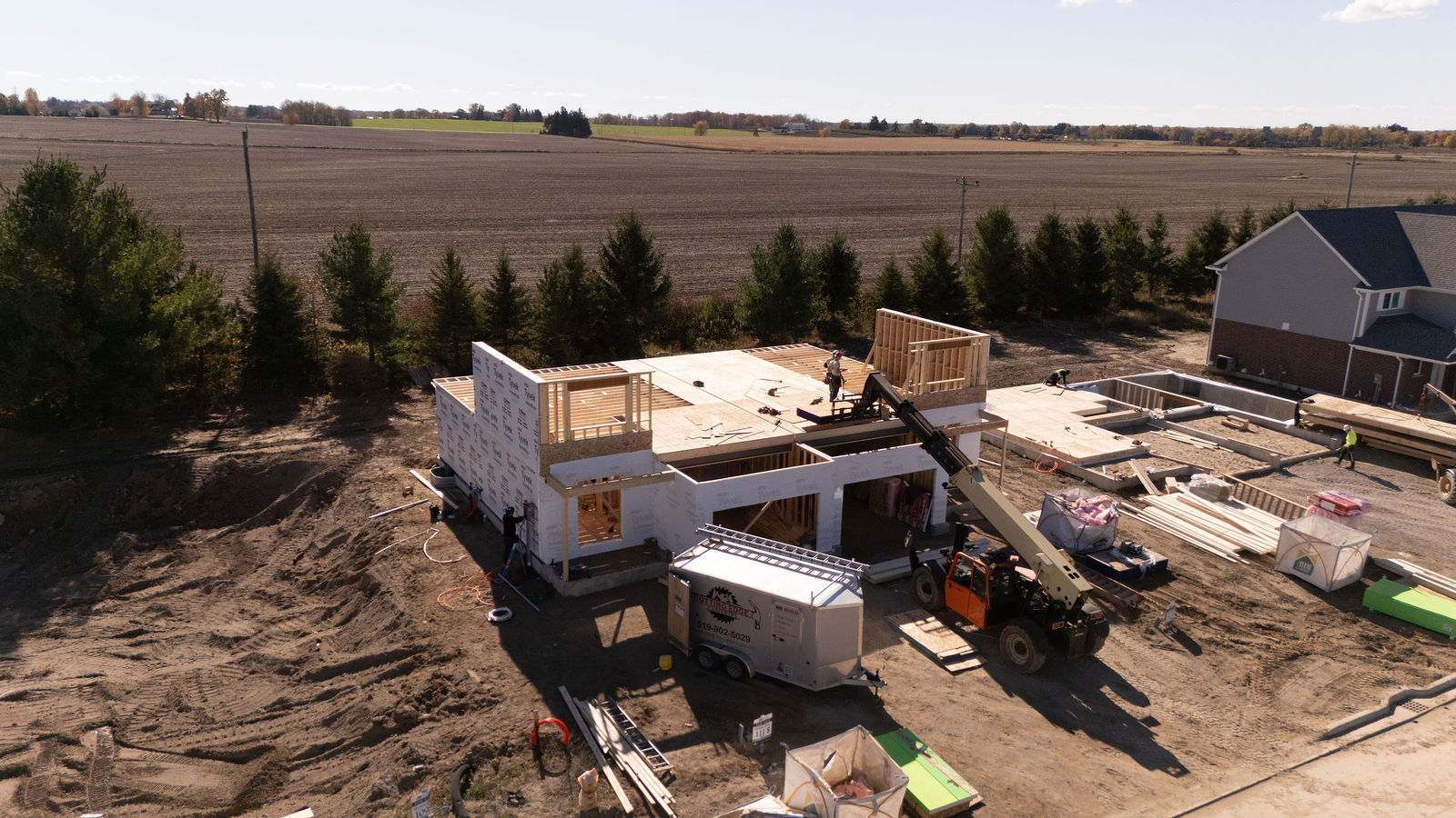 Cutting Edge Carpentry custom home framing from above