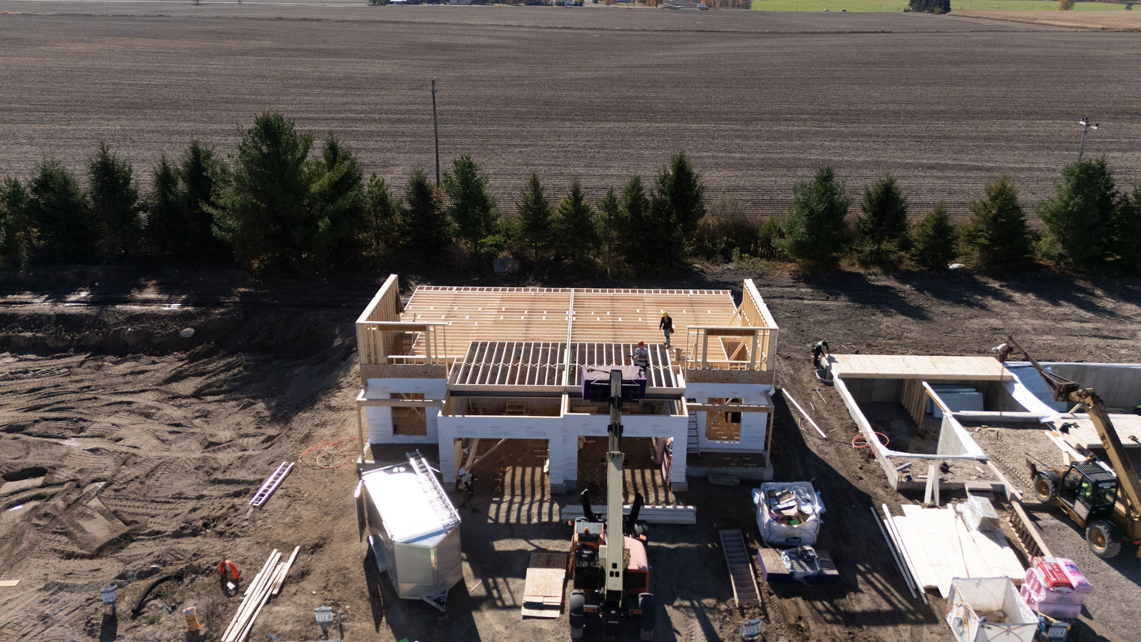 Custom home framing project in progress near London Ontario