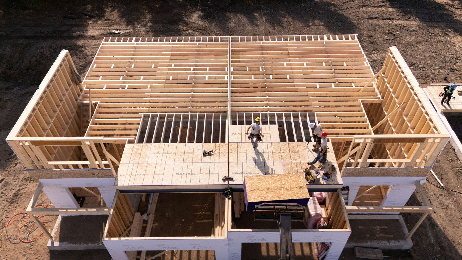 Wide residential construction jobsite view